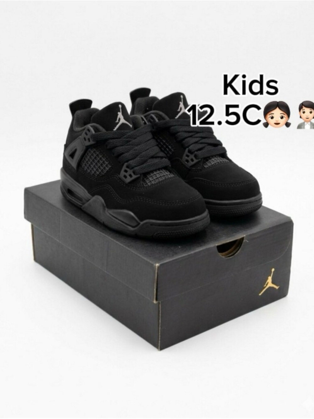 Jordan 4 Retro (PS) FOR Kids Black Cat Low-Top Sneakers (Size 12.5C)🙋🏻🙋🏻♀️